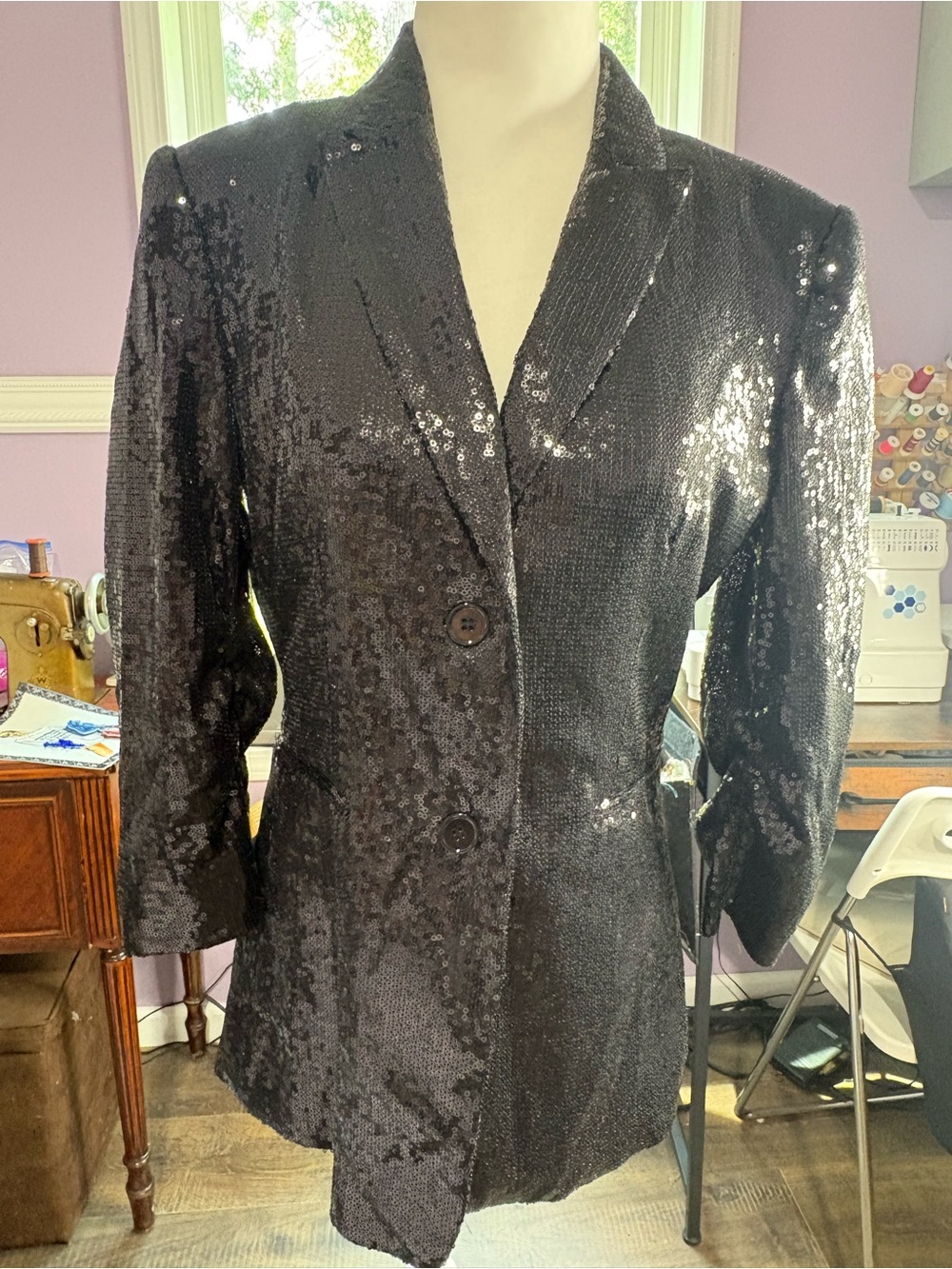Calvin Klein Black Sequin Women's Blazer Jacket